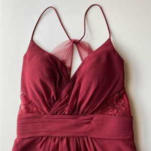 BARI JAY Bridesmaid knee length dress 1724-S in color WINE, size 6